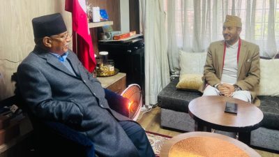 प्रचण्डसँग सञ्चारमन्त्री खरेलको भेटवार्ता