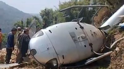दुर्घटनामा परेको हेलिकप्टरका घाइतेको उद्धार