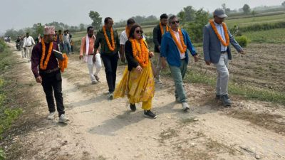 नारायणी नदीको कटान रोक्न सुस्तामा तटबन्ध निर्माण