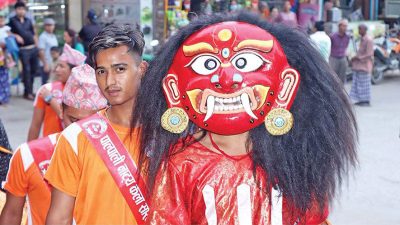 ढोल–झ्याम्टासँगै जाग्दैछ पाल्पाको लाखे संस्कृति